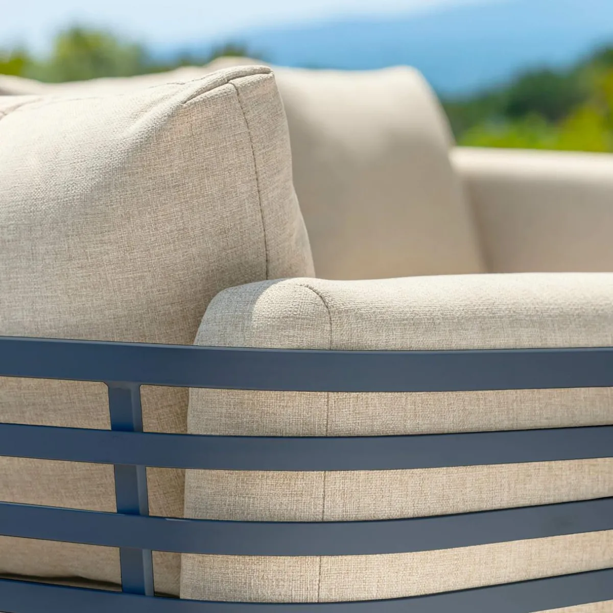 MOBELLIA Salon de jardin aluminium 9 places 12 pcs Monte Carlo Gris anthracite et beige Anthracite - Beige Outlet