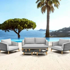 MOBELLIA Salon de jardin aluminium 4 places 5 pcs Monte Carlo Gris anthracite et gris clair Anthracite - Gris Clair Clearance