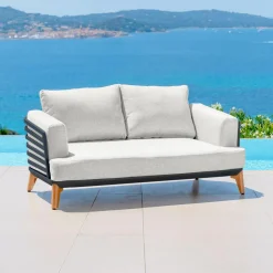 MOBELLIA Salon de jardin aluminium 4 places 5 pcs Monte Carlo Gris anthracite et gris clair Anthracite - Gris Clair Clearance