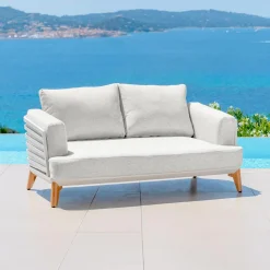 MOBELLIA Salon de jardin aluminium 5 places 4 pcs Monte Carlo Blanc et gris clair Blanc - Gris Clair Clearance