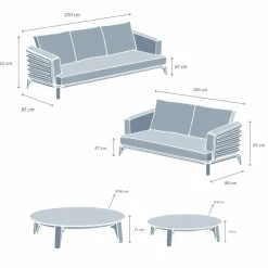 MOBELLIA Salon de jardin aluminium 5 places 4 pcs Monte Carlo Blanc et gris clair Blanc - Gris Clair Clearance