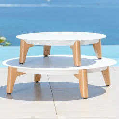 MOBELLIA Salon de jardin aluminium 5 places 5 pcs Monte Carlo Blanc et taupe Blanc - Taupe Clearance