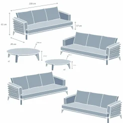 MOBELLIA Salon de jardin aluminium 12 places 8 pcs Monte Carlo Gris anthracite et taupe Anthracite - Taupe New
