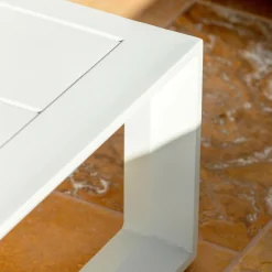 MOBELLIA Salon de jardin d'angle aluminium 5 places Elba Blanc et taupe Blanc - Taupe Discount