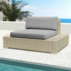 MOBELLIA Salon de jardin d'angle en résine tressée 5 places Palma Gris et anthracite Tressé Gris - Anthracite New