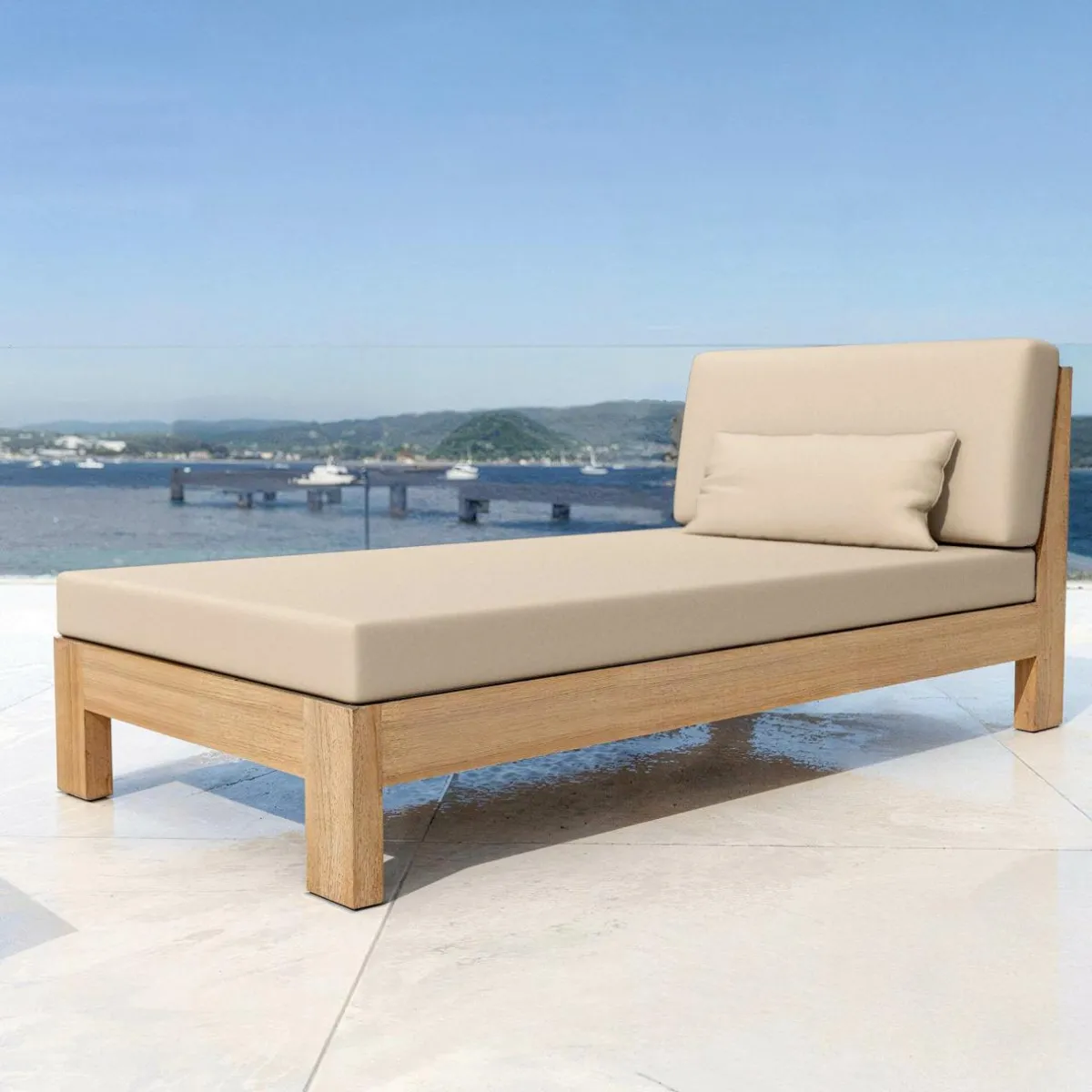 MOBELLIA Salon de jardin d'angle en bois d'acacia 5 places 5 pcs Borneo Sable Outlet