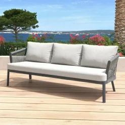 MOBELLIA Salon de jardin en aluminium 5 places 4 pcs Amalfi Gris anthracite et gris clair Anthracite - Gris Clair Hot