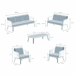 MOBELLIA Salon de jardin en aluminium 7 places 5 pcs Amalfi Blanc et beige Blanc - Beige Best