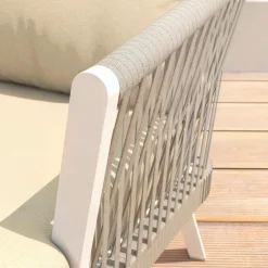 MOBELLIA Salon de jardin en aluminium 7 places 5 pcs Amalfi Blanc et beige Blanc - Beige Best