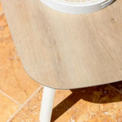 MOBELLIA Salon de jardin en aluminium 5 places 4 pcs Amalfi Blanc et beige Blanc - Beige
