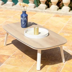 MOBELLIA Salon de jardin en aluminium 4 places 4 pcs Amalfi Blanc et taupe Blanc - Taupe Clearance