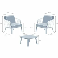 MOBELLIA Salon de jardin en aluminium 2 places 3 pcs Amalfi Gris Anthracite Discount