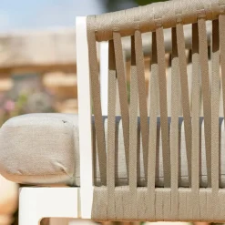 MOBELLIA Salon de jardin en aluminium 2 places 3 pcs Amalfi Blanc et taupe Blanc - Taupe Clearance