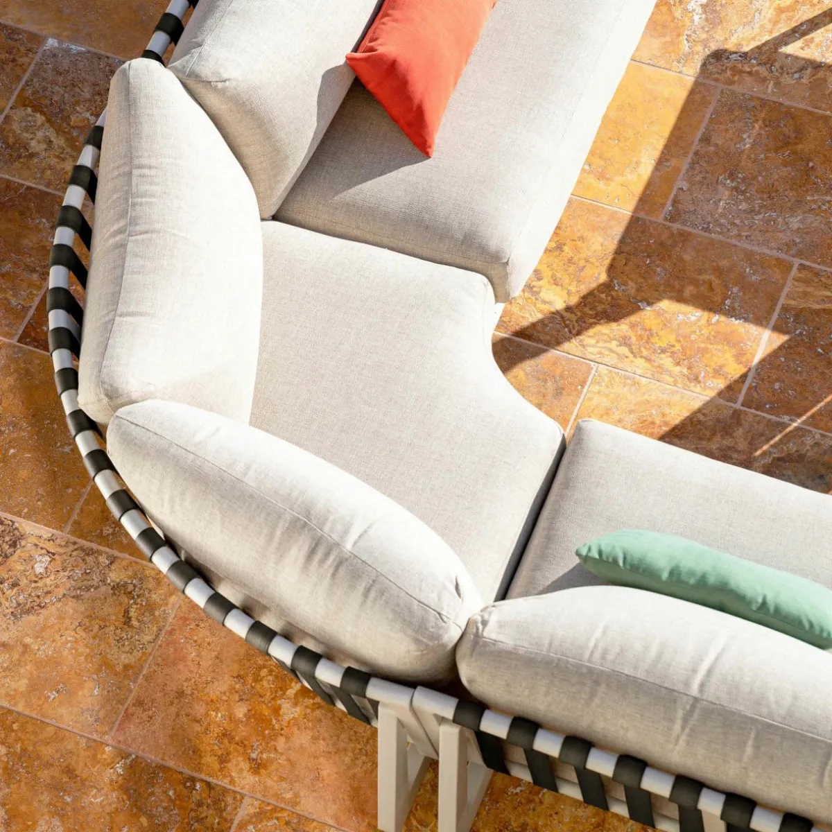 MOBELLIA Salon de jardin en aluminium 7 places Long Beach Blanc New