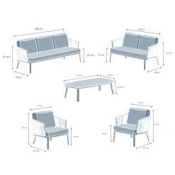 MOBELLIA Salon de jardin en aluminium 7 places 5 pcs Amalfi Gris anthracite et gris clair Anthracite - Gris Clair New