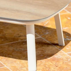 MOBELLIA Salon de jardin en aluminium 2 places 3 pcs Amalfi Blanc et beige Blanc - Beige Outlet