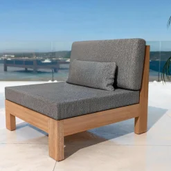 MOBELLIA Salon de jardin en bois d'acacia 2 places 3 pcs Borneo Gris Anthracite Best