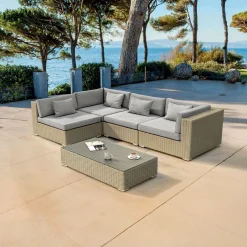 MOBELLIA Salon de jardin en résine tressée 4 places 5 pcs Palma Gris Tresse Gris - Gris Best