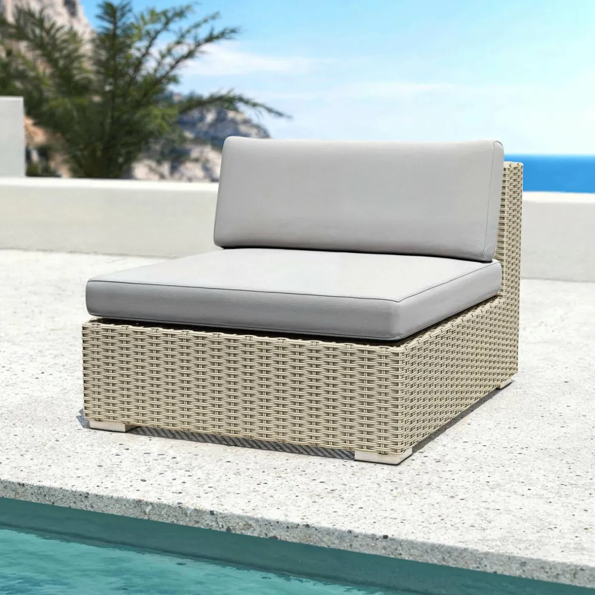 MOBELLIA Salon de jardin en résine tressée 4 places 5 pcs Palma Gris Tresse Gris - Gris Best