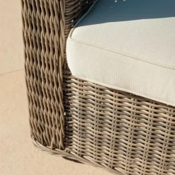 MOBELLIA Salon de jardin en résine tressée 5 places 4 pcs Calvi Sepia et beige Tressé Sepia - Beige New
