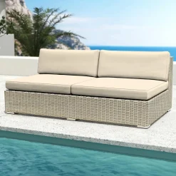 MOBELLIA Salon de jardin en résine tressée 9 places 9 pcs Palma Gris et beige Tresse Gris - Beige Discount