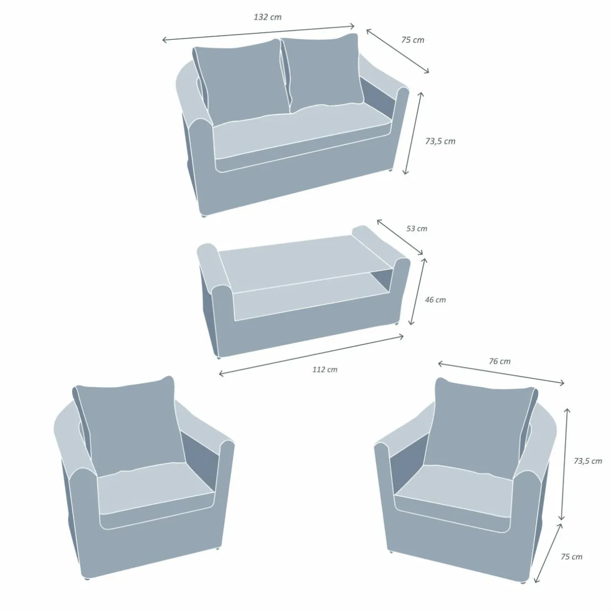 MOBELLIA Salon de jardin en résine tressée 4 places 4 pcs Calvi Gris et gris clair Tressé Gris - Gris clair Clearance