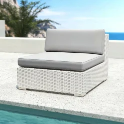 MOBELLIA Salon de jardin en résine tressée 4 places 5 pcs Palma Blanc et gris Tresse Blanc - Gris Discount