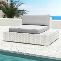 MOBELLIA Salon de jardin en résine tressée 9 places 9 pcs Palma Blanc et gris Tresse Blanc - Gris Outlet