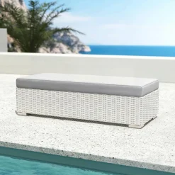 MOBELLIA Salon de jardin en résine tressée 9 places 9 pcs Palma Blanc et gris Tresse Blanc - Gris Outlet