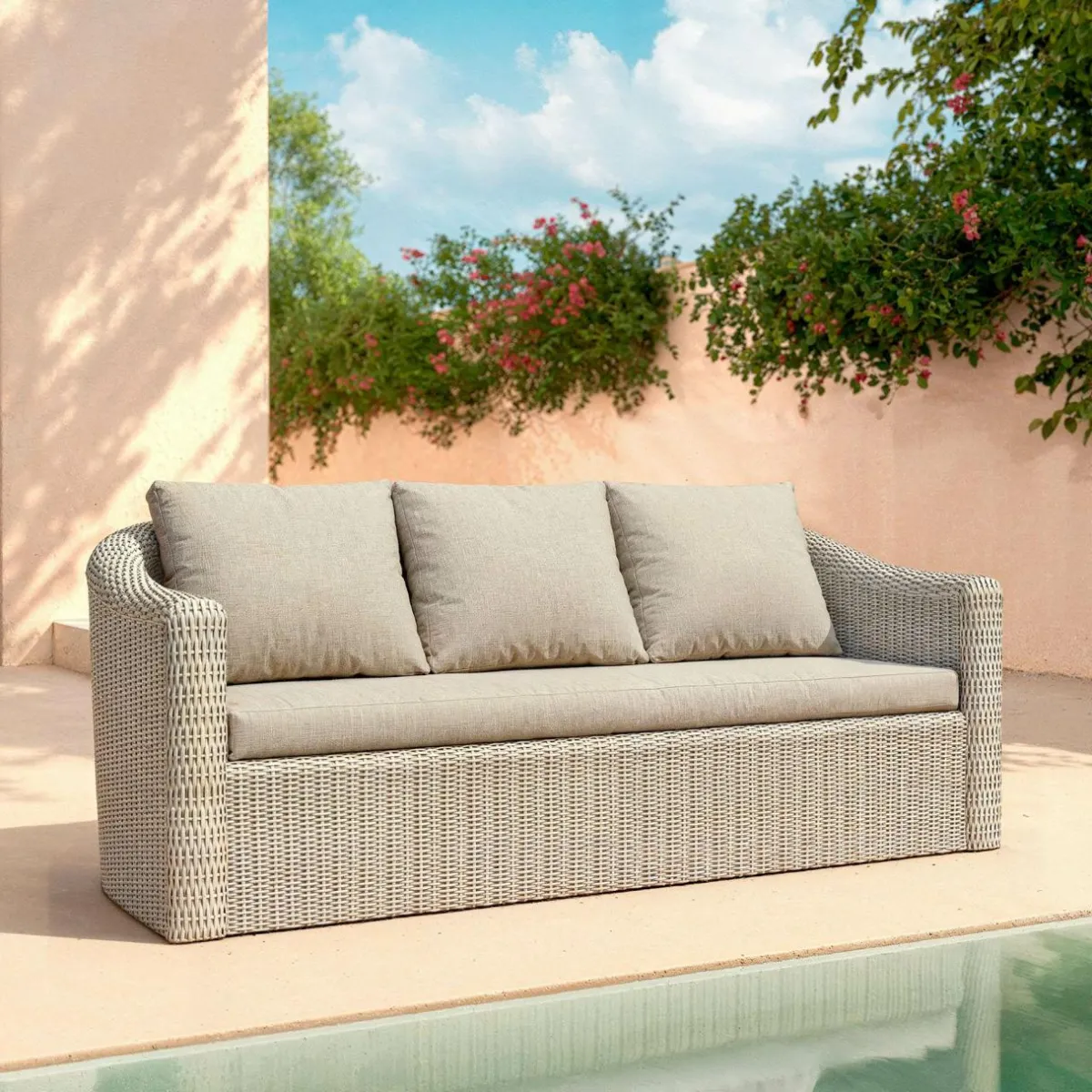 MOBELLIA Salon de jardin en résine tressée 7 places 5 pcs Calvi Gris et taupe Tressé Gris - Taupe Best
