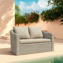 MOBELLIA Salon de jardin en résine tressée 7 places 5 pcs Calvi Gris et taupe Tressé Gris - Taupe Best