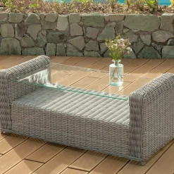 MOBELLIA Salon de jardin en résine tressée 7 places 5 pcs Calvi Gris et taupe Tressé Gris - Taupe Best
