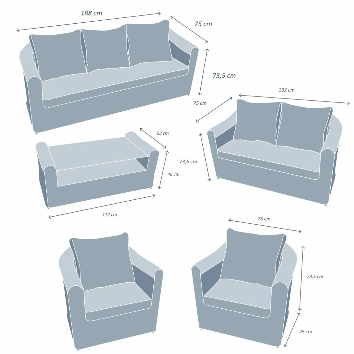 MOBELLIA Salon de jardin en résine tressée 7 places 5 pcs Calvi Gris et taupe Tressé Gris - Taupe Best