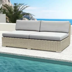 MOBELLIA Salon de jardin en résine tressée 4 places 4 pcs Palma Gris Tresse Gris - Gris New