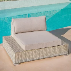 MOBELLIA Salon de jardin en résine tressée 9 places 9 pcs Palma Gris et taupe Tressé Gris - Taupe Hot