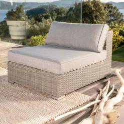 MOBELLIA Salon de jardin en résine tressée 2 places 3 pcs Palma Gris et taupe Tressé Gris - Taupe Online