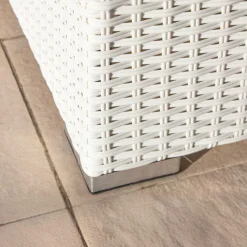 MOBELLIA Salon de jardin en résine tressée 4 places 4 pcs Palma Blanc et taupe Tressé Blanc - Taupe Clearance