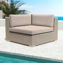 MOBELLIA Salon de jardin en résine tressée 5 places 6 pcs Palma Gris et taupe Tressé Gris - Taupe