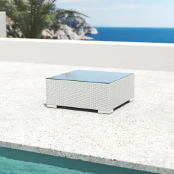 MOBELLIA Salon de jardin en résine tressée 2 places 3 pcs Palma Blanc et beige Tresse Blanc - Beige