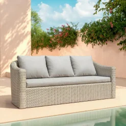MOBELLIA Salon de jardin en résine tressée 5 places 4 pcs Calvi Gris et gris clair Tressé Gris - Gris clair
