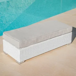 MOBELLIA Salon de jardin en résine tressée 9 places 9 pcs Palma Blanc et taupe Tressé Blanc - Taupe New
