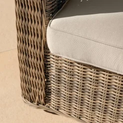 MOBELLIA Salon de jardin en résine tressée 7 places 5 pcs Calvi Sepia et taupe Tressé Sepia - Taupe Outlet