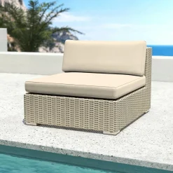 MOBELLIA Salon de jardin en résine tressée 5 places 6 pcs Palma Gris et beige Tresse Gris - Beige Discount