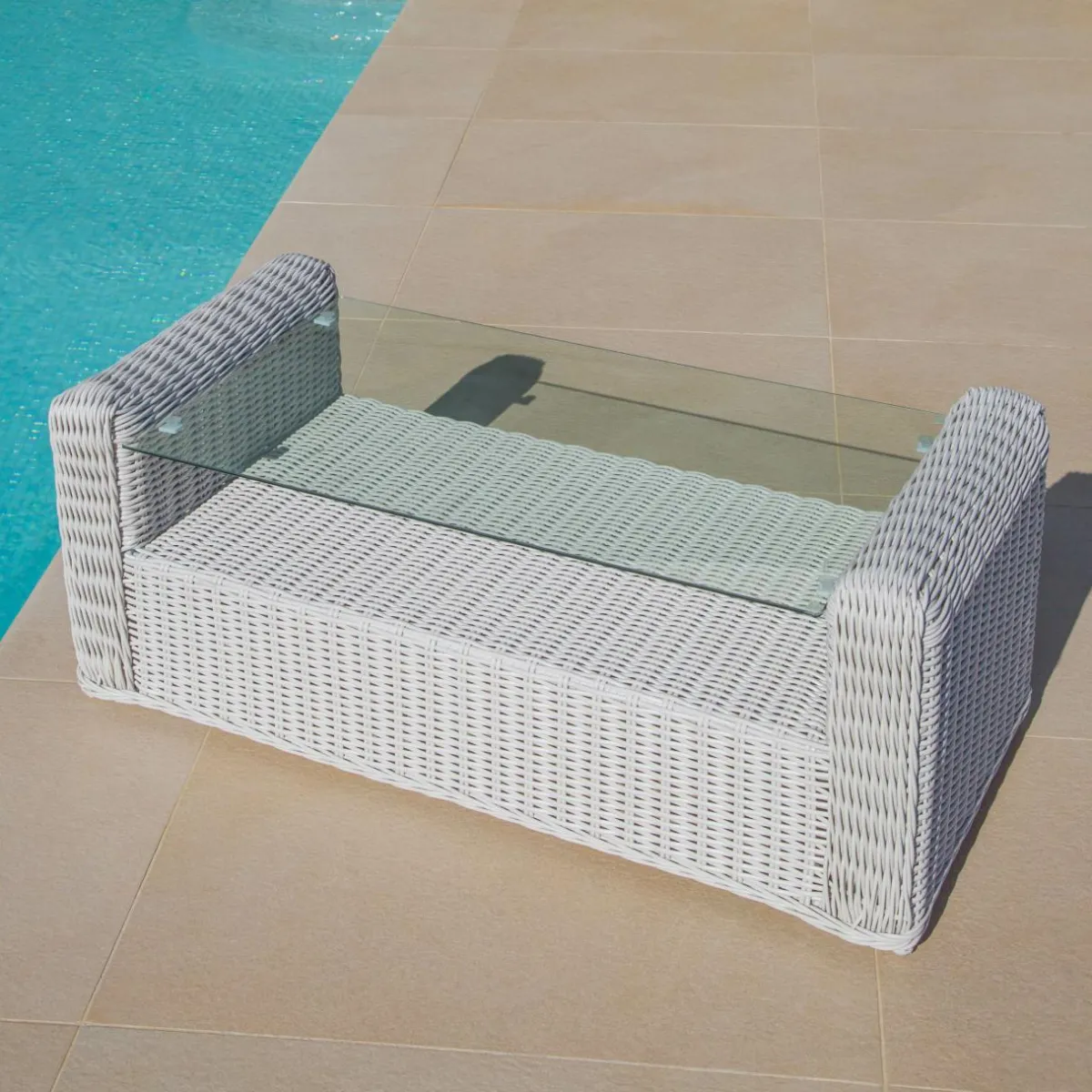MOBELLIA Salon de jardin en résine tressée 7 places 5 pcs Calvi Blanc Tressé Blanc - Blanc New