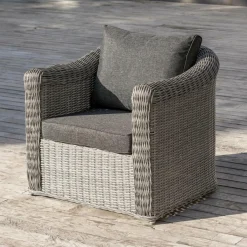MOBELLIA Salon de jardin en résine tressée 4 places 4 pcs Calvi Gris et gris foncé Tressé Gris - Anthracite Discount