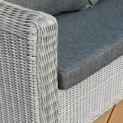MOBELLIA Salon de jardin en résine tressée 4 places 4 pcs Calvi Gris et gris foncé Tressé Gris - Anthracite Discount