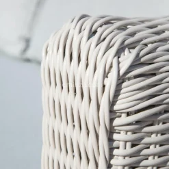 MOBELLIA Salon de jardin en résine tressée 7 places 5 pcs Calvi Blanc et gris clair Tressé Blanc - Gris clair Sale
