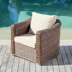 MOBELLIA Salon de jardin en résine tressée 4 places 4 pcs Calvi Sepia et beige Tressé Sepia - Beige