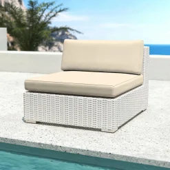 MOBELLIA Salon de jardin en résine tressée 9 places 9 pcs Palma Blanc et beige Tresse Blanc - Beige Outlet