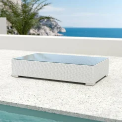 MOBELLIA Salon de jardin en résine tressée 9 places 9 pcs Palma Blanc et beige Tresse Blanc - Beige Outlet
